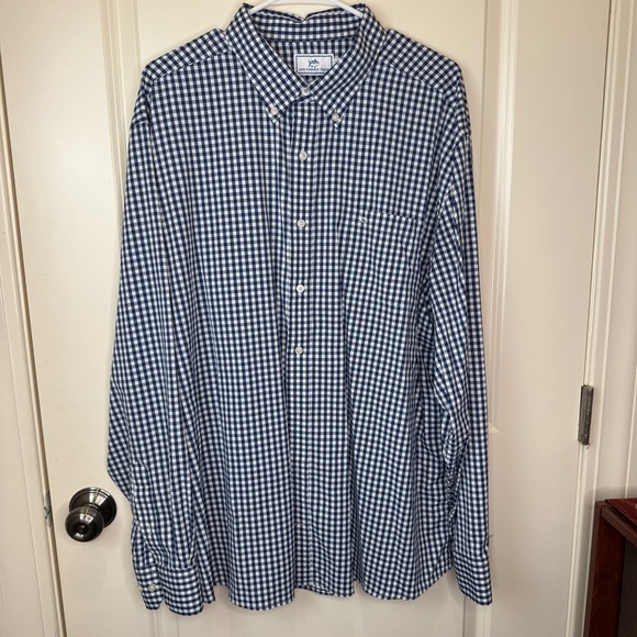 SOUTHERN TIDE MEN'S LS GINGHAM INTERCOASTAL SPORT SHIRT/YACHT BLUE Size XXL - Picture 2 of 9
